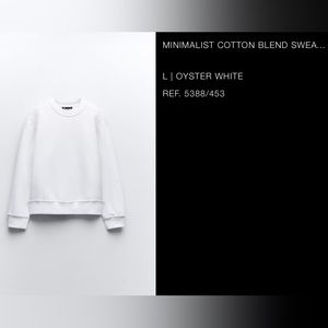 NWT ZARA MINIMALIST COTTON BLEND SWEATSHIRT